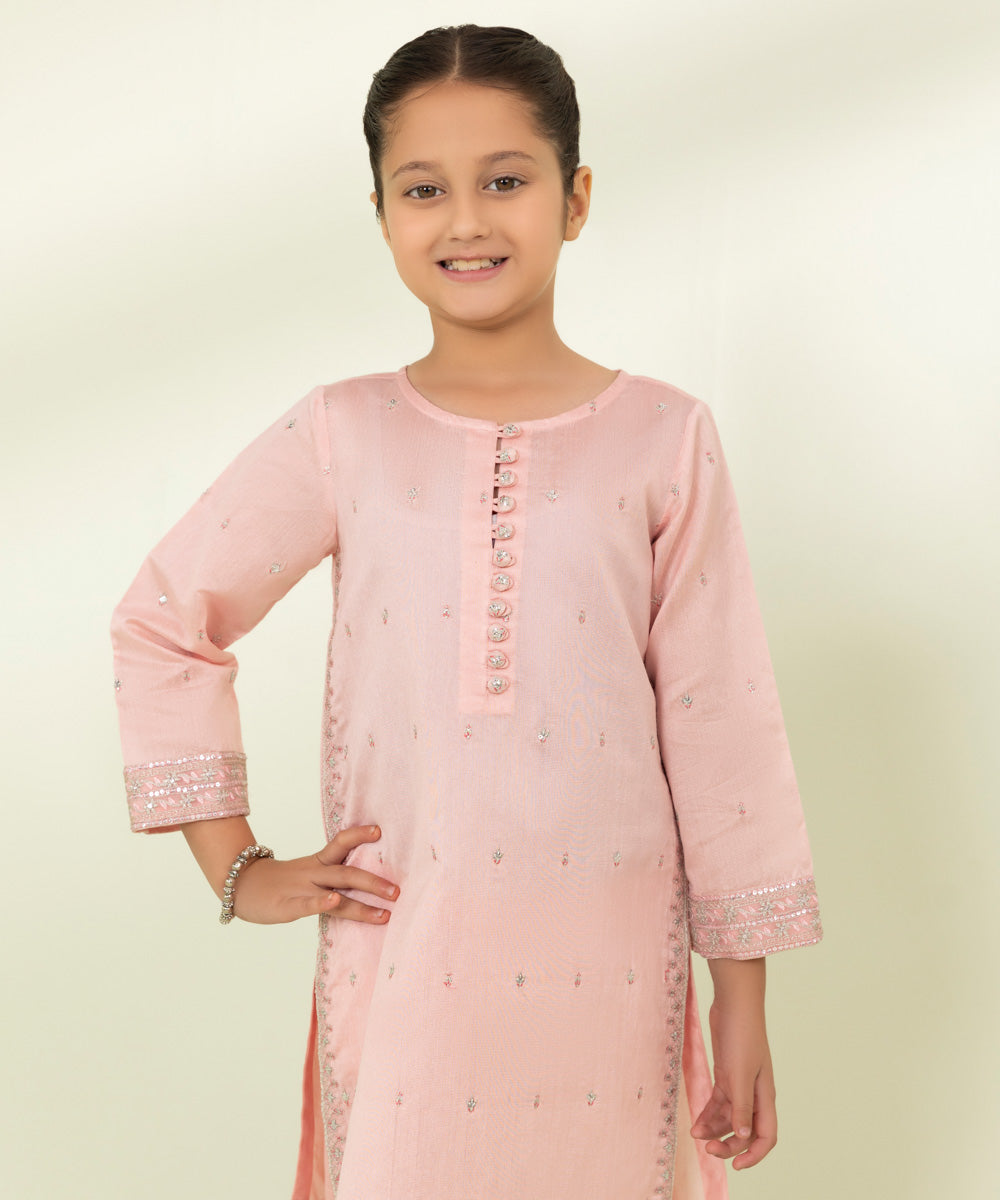 2 Piece Embroidered Cotton Net Suit