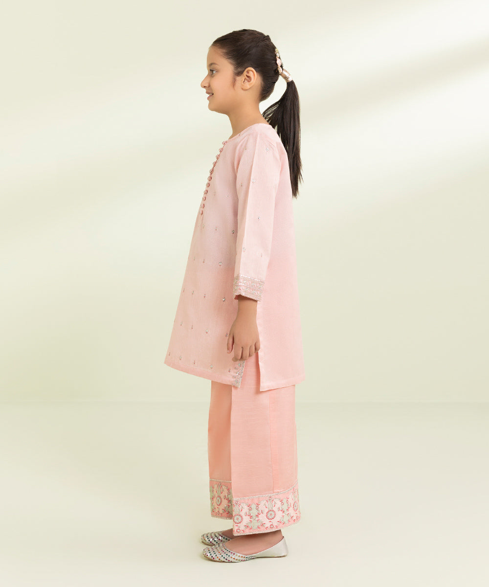 2 Piece Embroidered Cotton Net Suit