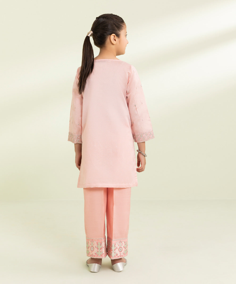 2 Piece Embroidered Cotton Net Suit