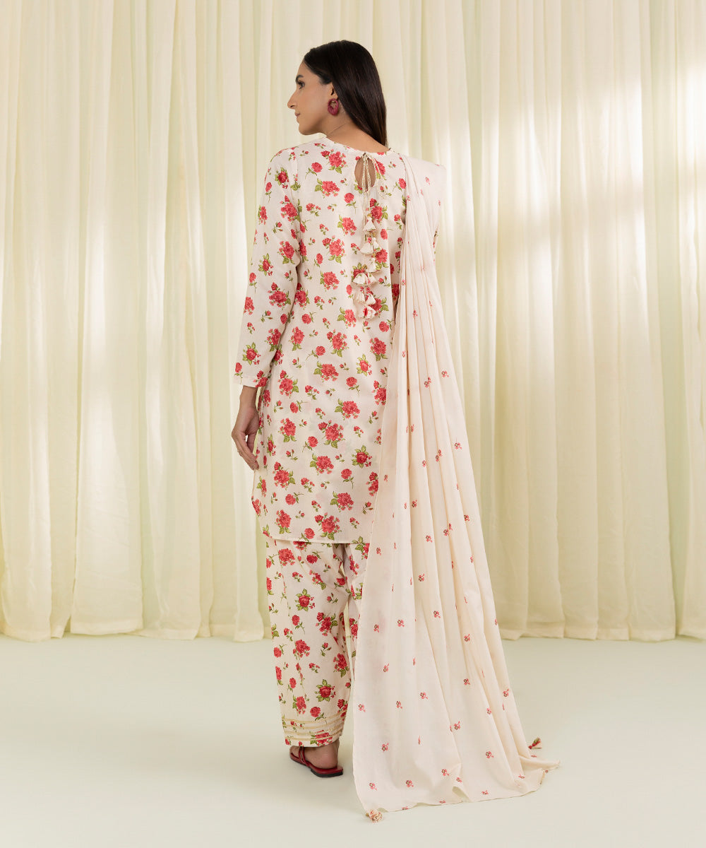 3 Piece - Floral Print Lawn Suit