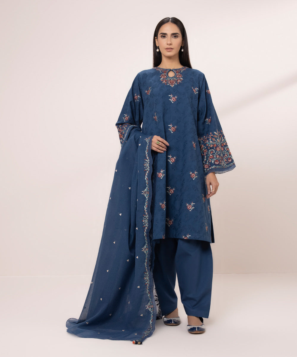 3 Piece Jacquard Embroidered Suit