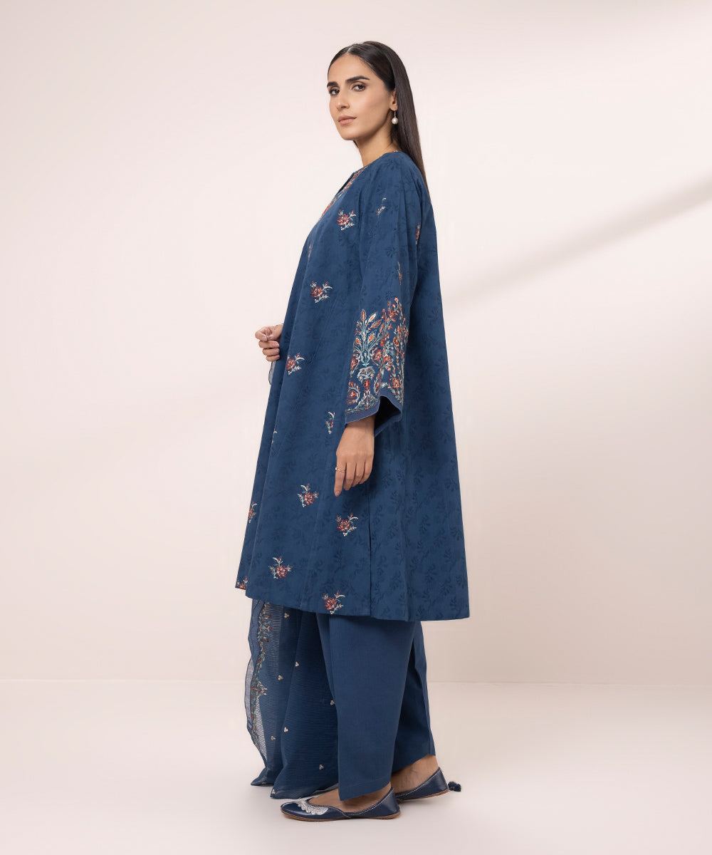 3 Piece Jacquard Embroidered Suit