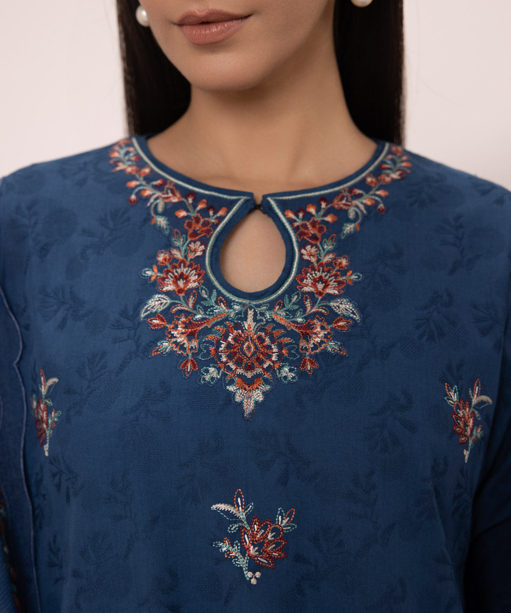 3 Piece Jacquard Embroidered Suit