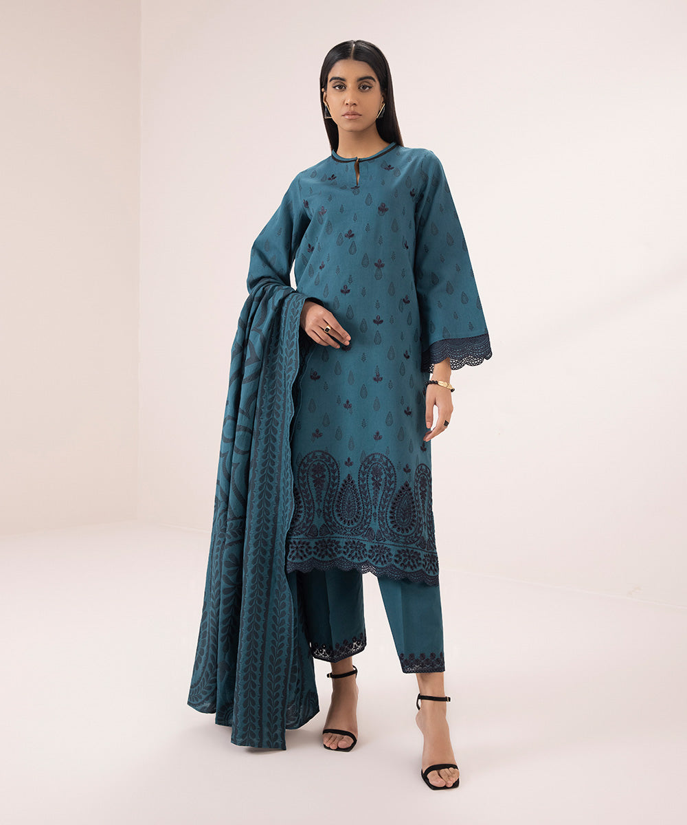 3 Piece Jacquard Suit with Embroidery