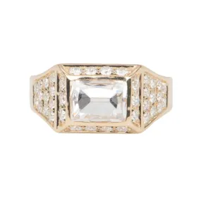 3.17ctw Old European Cut Diamond Wide Band Ring 14K Gold - Certified