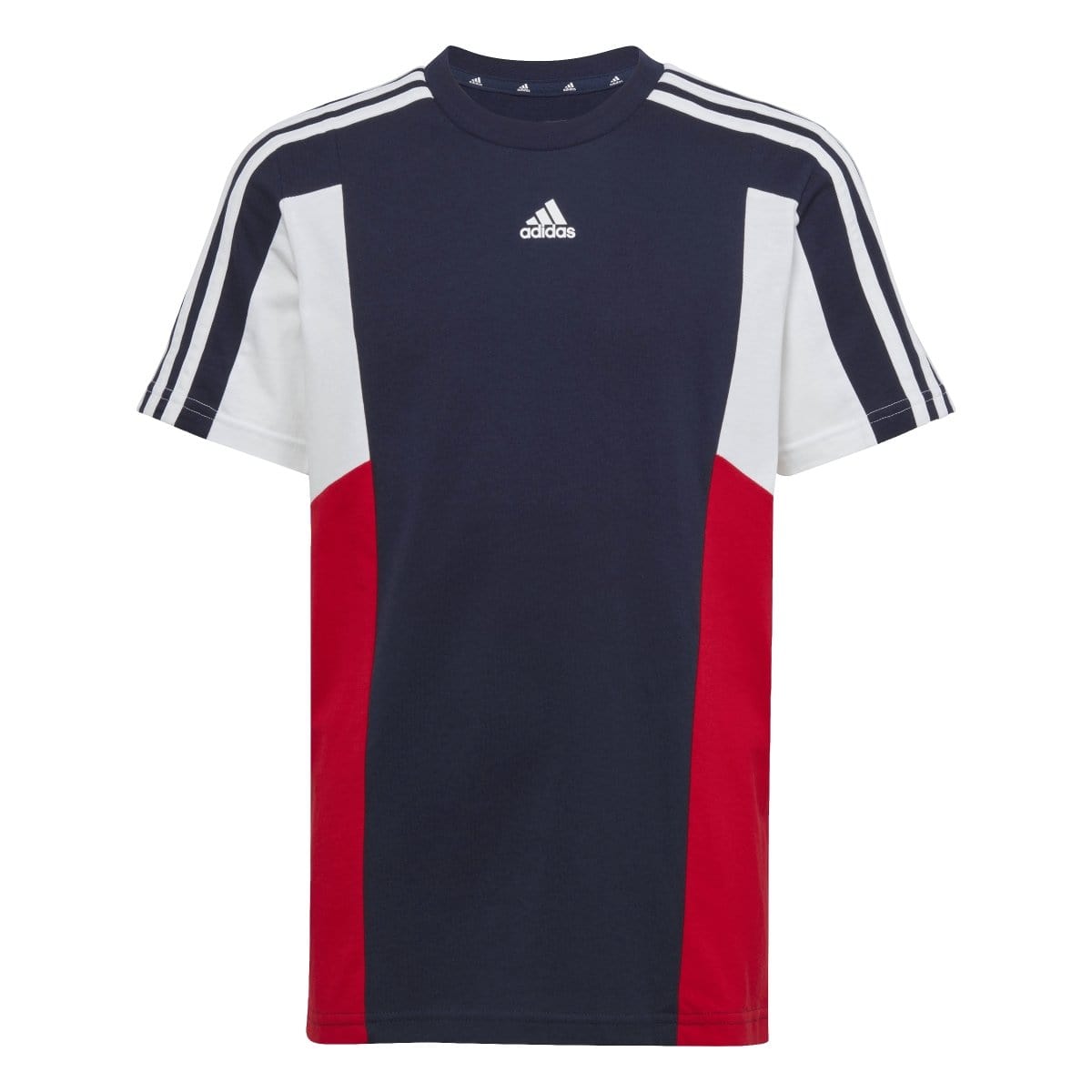 Adidas Kids' Red Tee with 3 Stripe Colourblock - Buy Now!