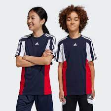 Adidas Kids' Red Tee with 3 Stripe Colourblock - Buy Now!