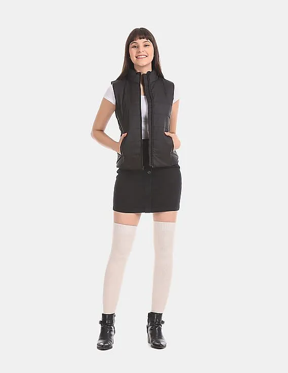 Black High Neck Puffer Vest from Aeropostale