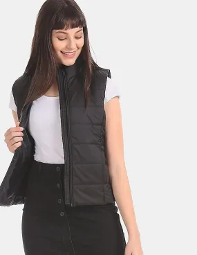 Black High Neck Puffer Vest from Aeropostale