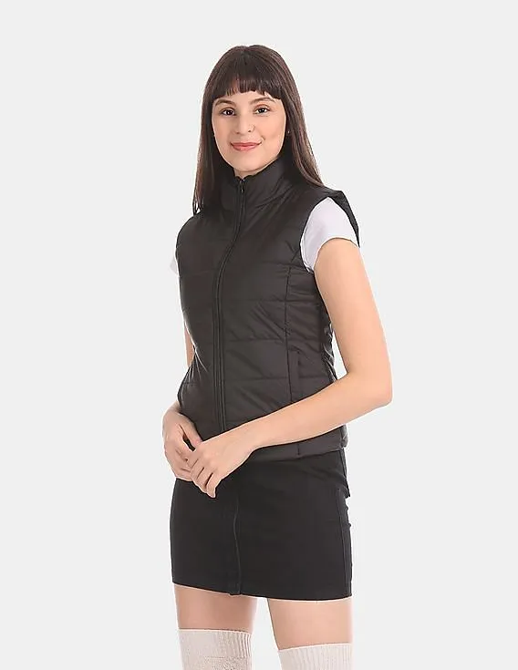 Black High Neck Puffer Vest from Aeropostale