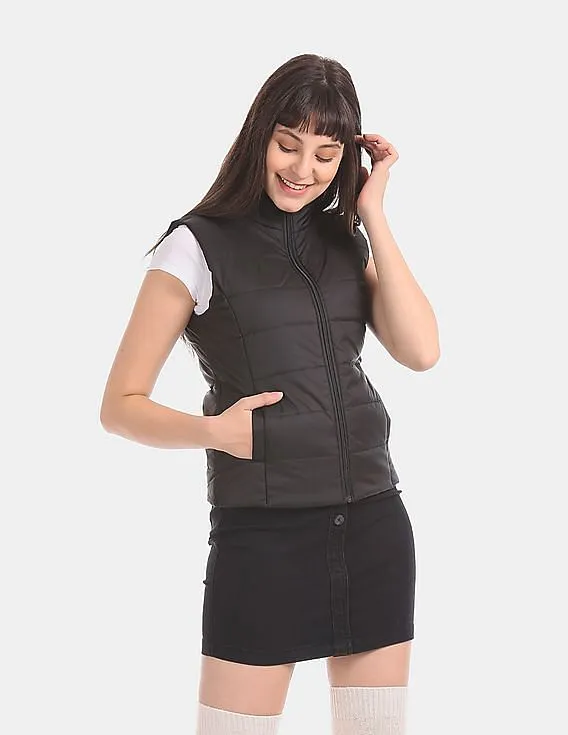 Black High Neck Puffer Vest from Aeropostale