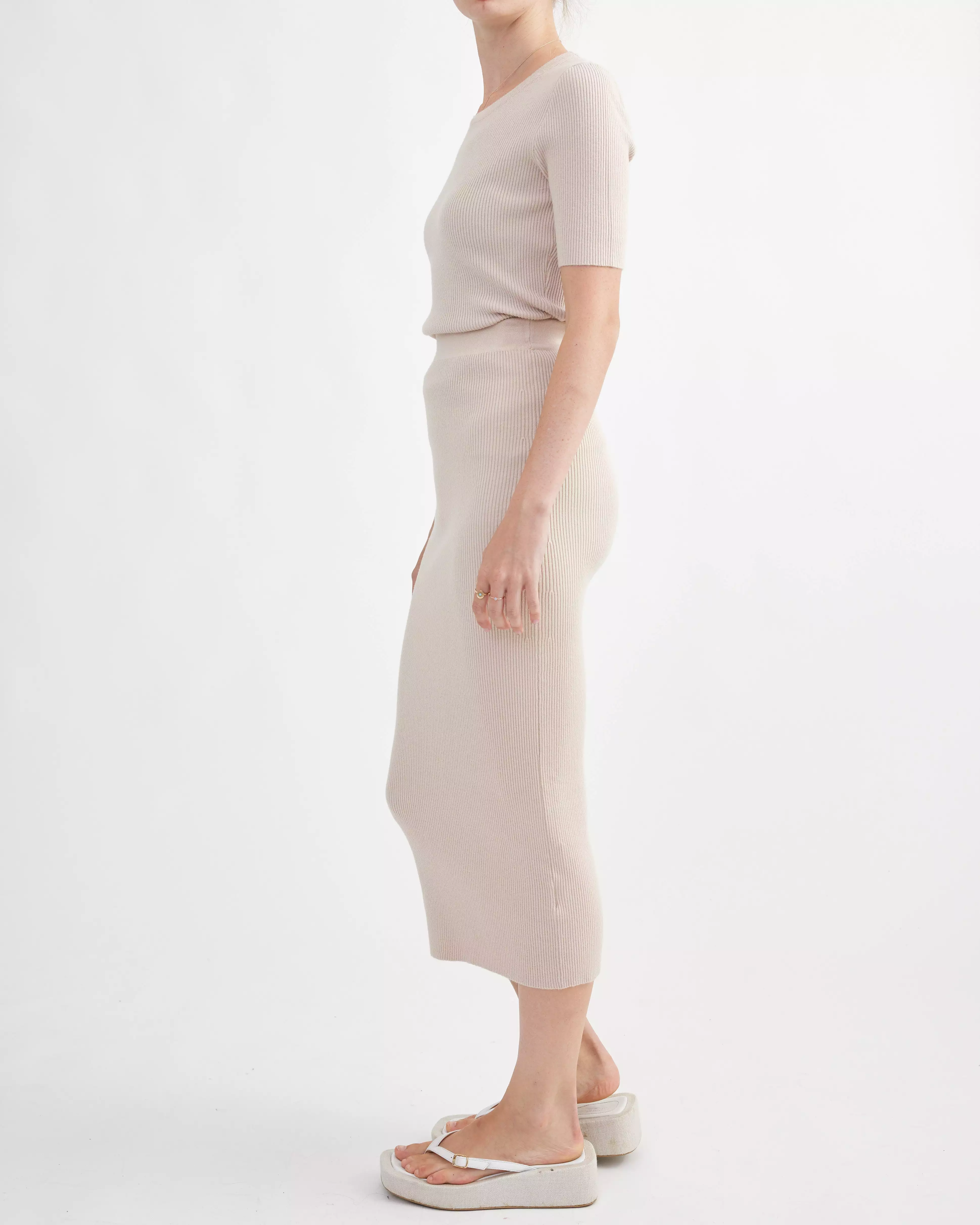 Afina Beige Knit Skirt