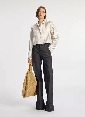 A.L.C Monica Cropped Cotton Shirt - Bone/Lark