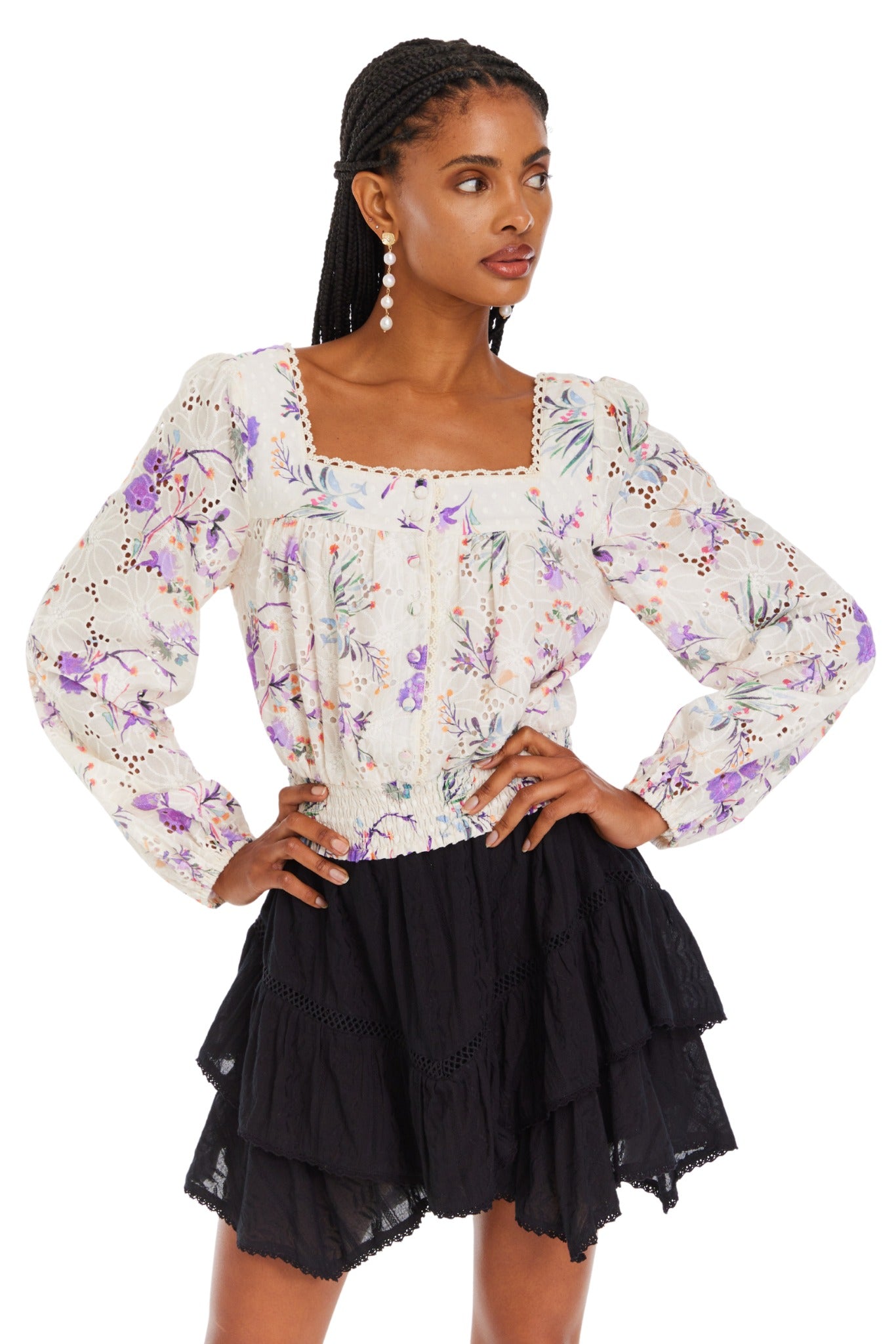 Allison New York Rylie Top Watercolor Floral