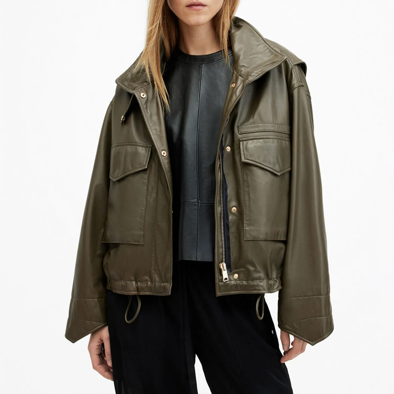 Clay Leather Jacket in Green from ALLSAINTS