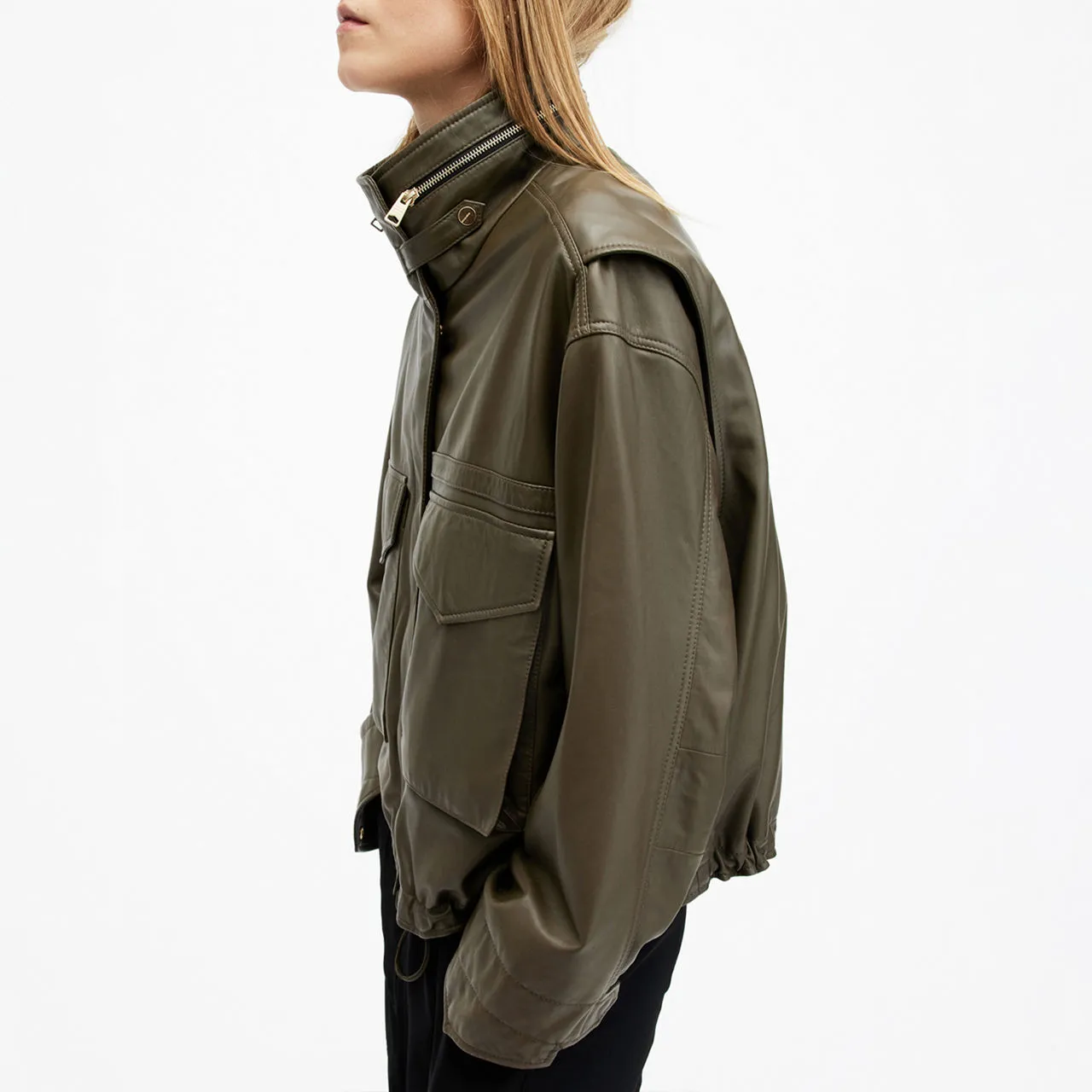 Clay Leather Jacket in Green from ALLSAINTS