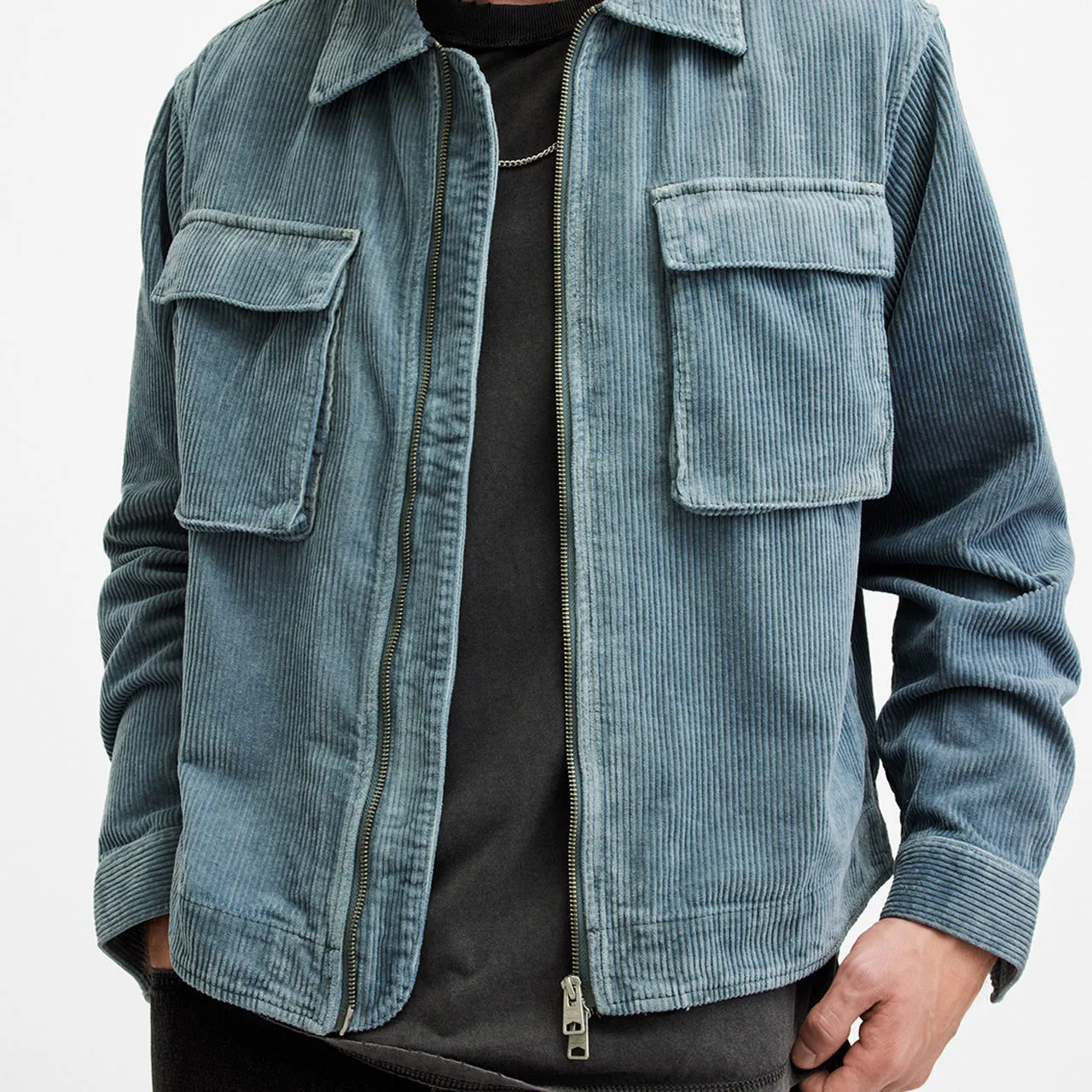 Blue Clifton Cropped Corduroy Jacket by ALLSAINTS