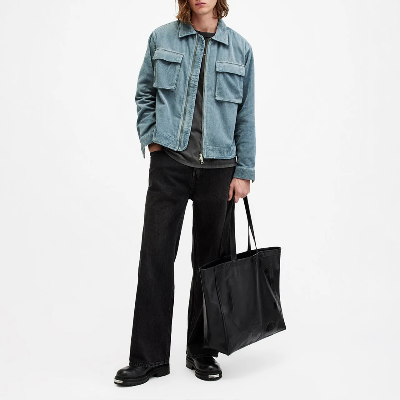 Blue Clifton Cropped Corduroy Jacket by ALLSAINTS