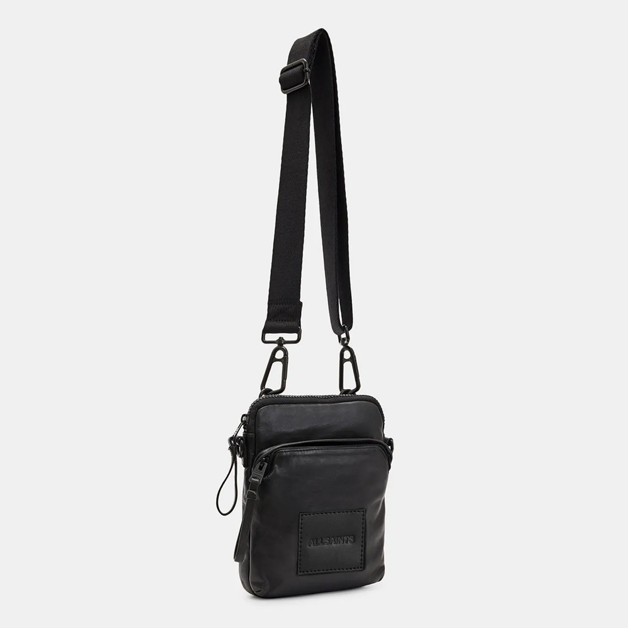 Black Falcon Logo Leather Pouch Bag by ALLSAINTS