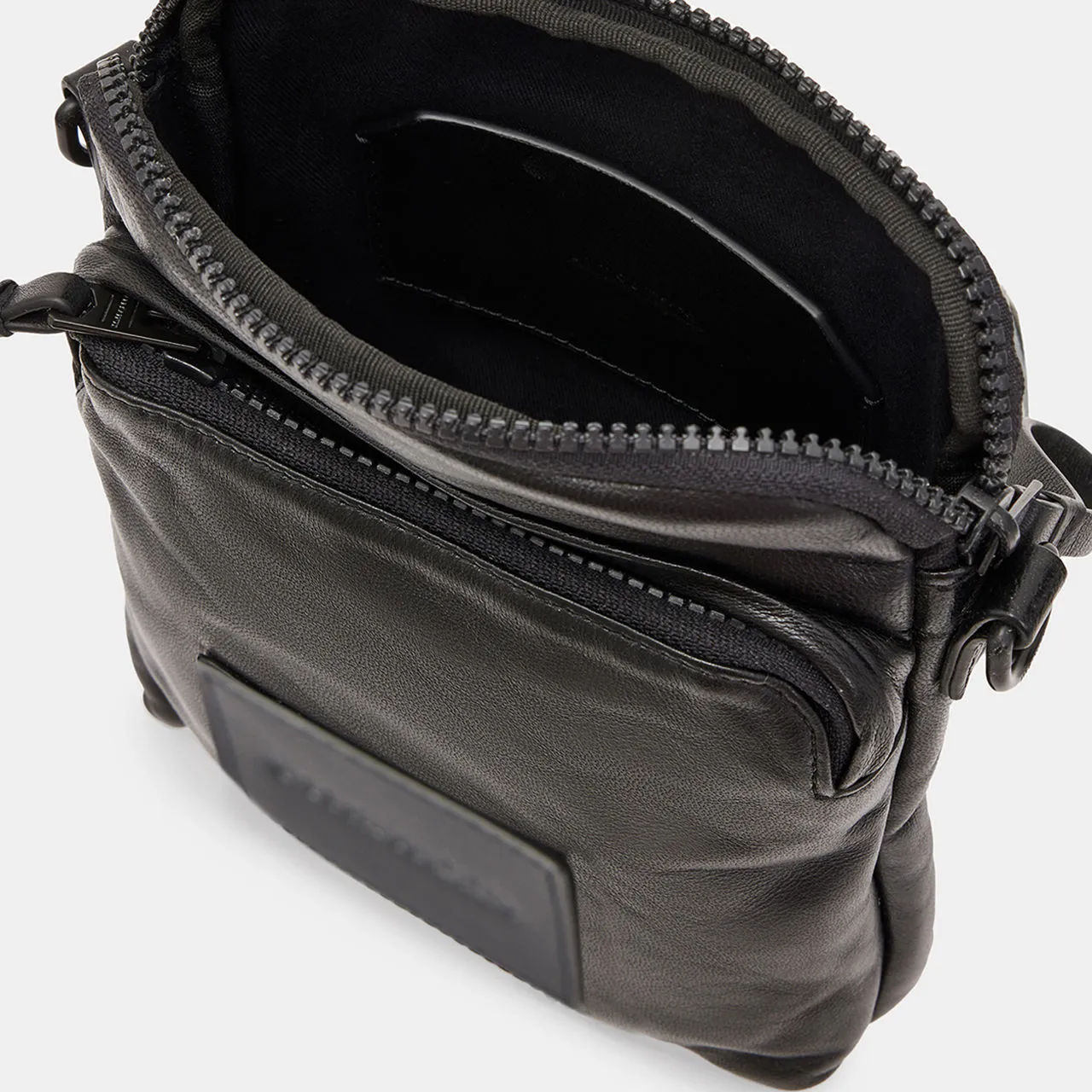 Black Falcon Logo Leather Pouch Bag by ALLSAINTS