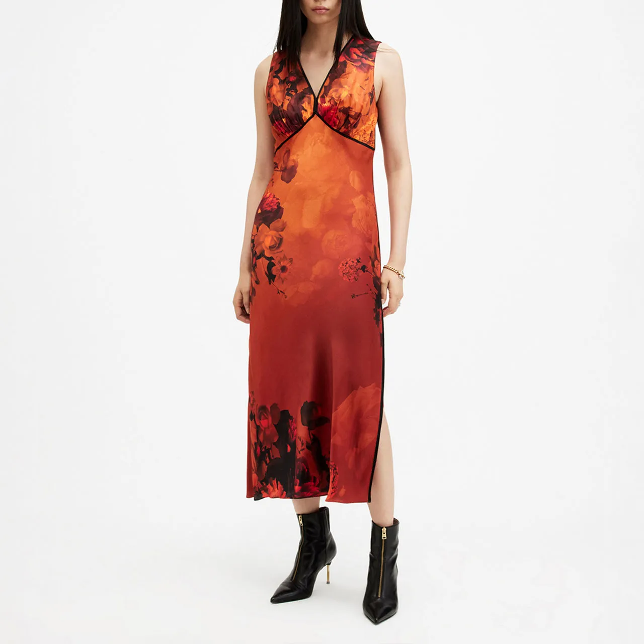 Karla Abstract Print Dress in Orange from ALLSAINTS