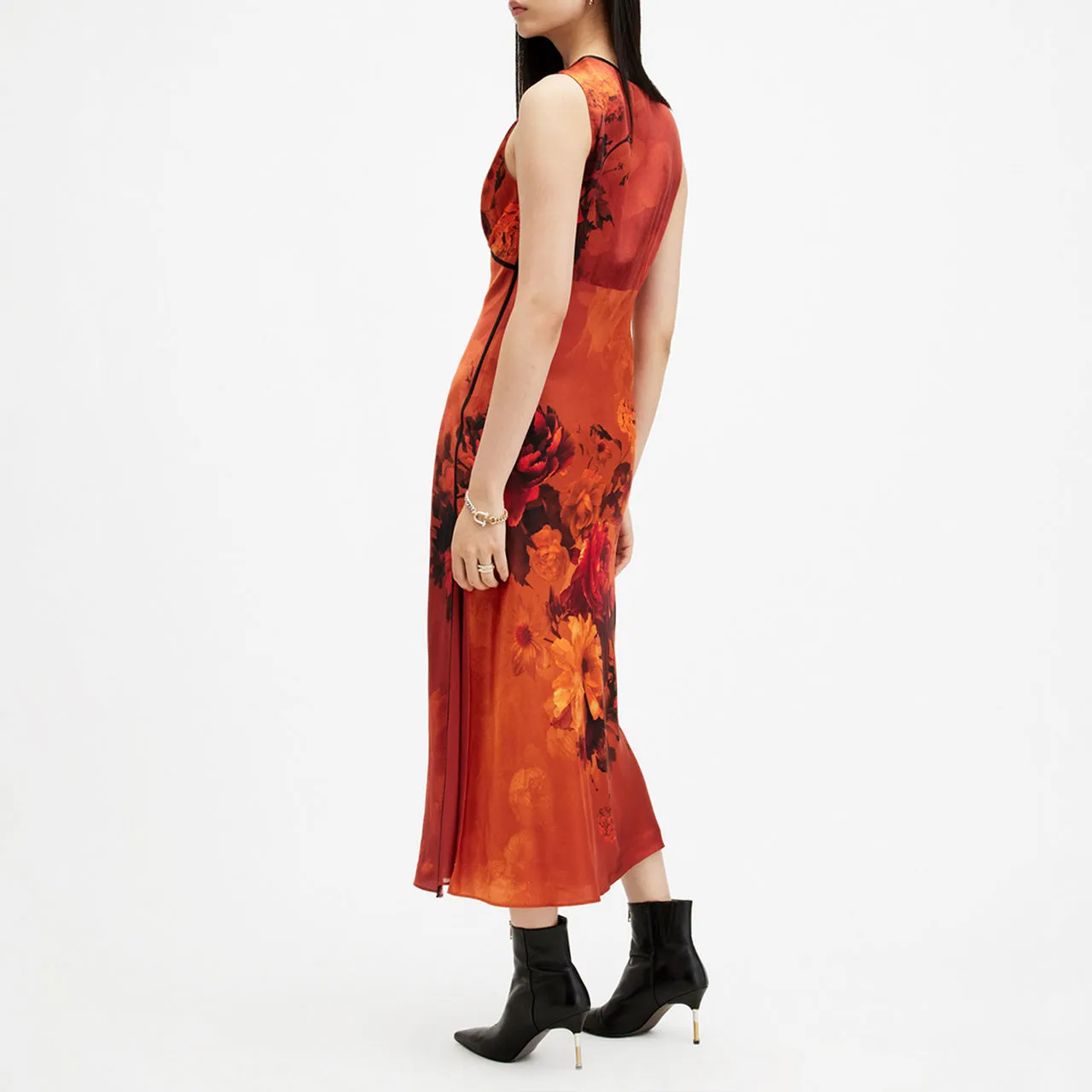 Karla Abstract Print Dress in Orange from ALLSAINTS