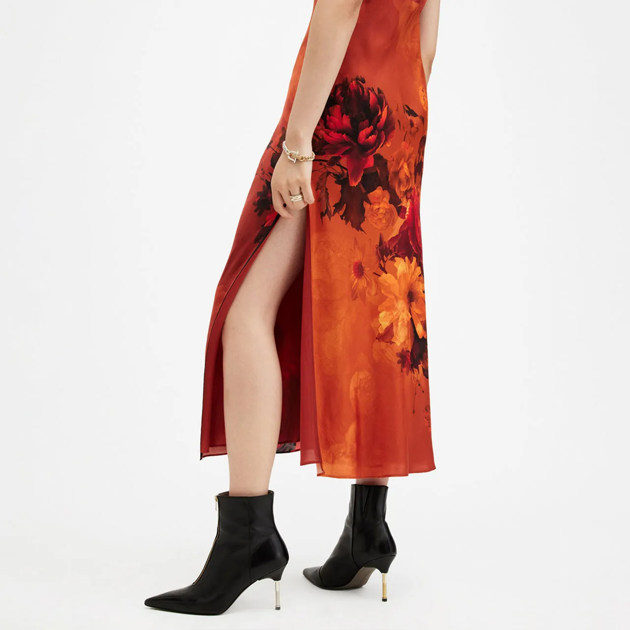 Karla Abstract Print Dress in Orange from ALLSAINTS