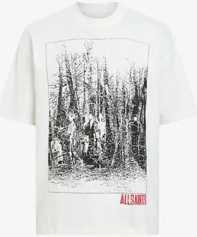 Allsaints Men's Chalk White Bracken Graphic Print Short Sleeve Organic Cotton T Shirt