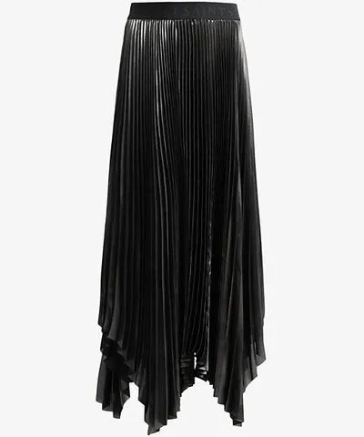 Allsaints Metallic Grey Lerin Maxi Skirt