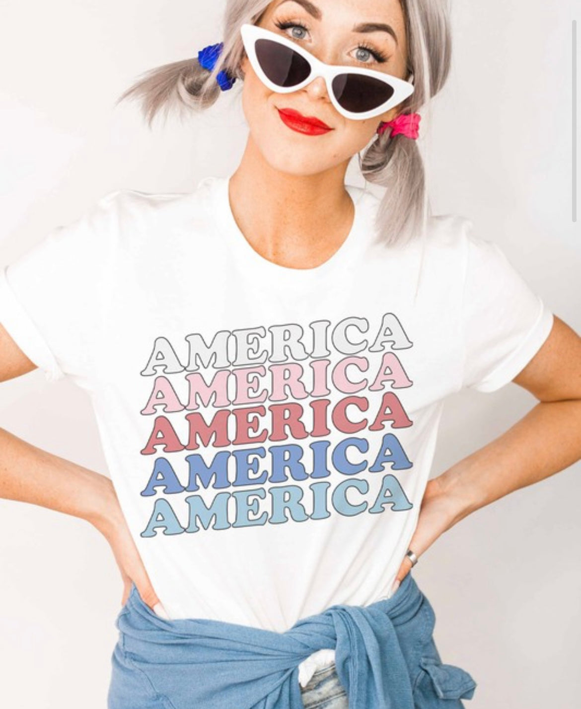 American Flag Print T-shirt