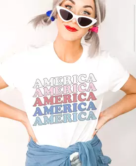 American Flag Print T-shirt