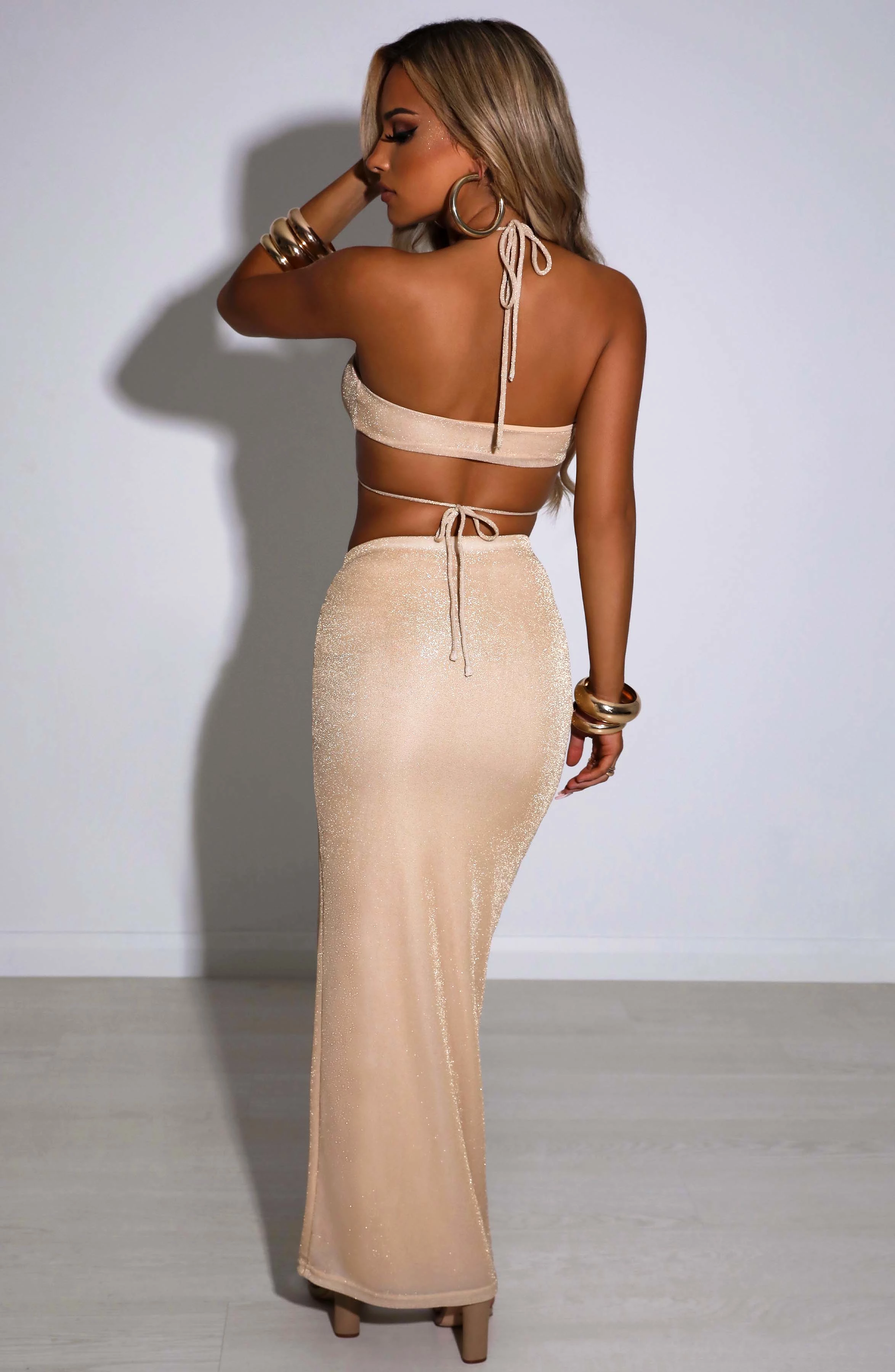 Ariela Maxi Skirt - Gold Sparkle | Shop Now