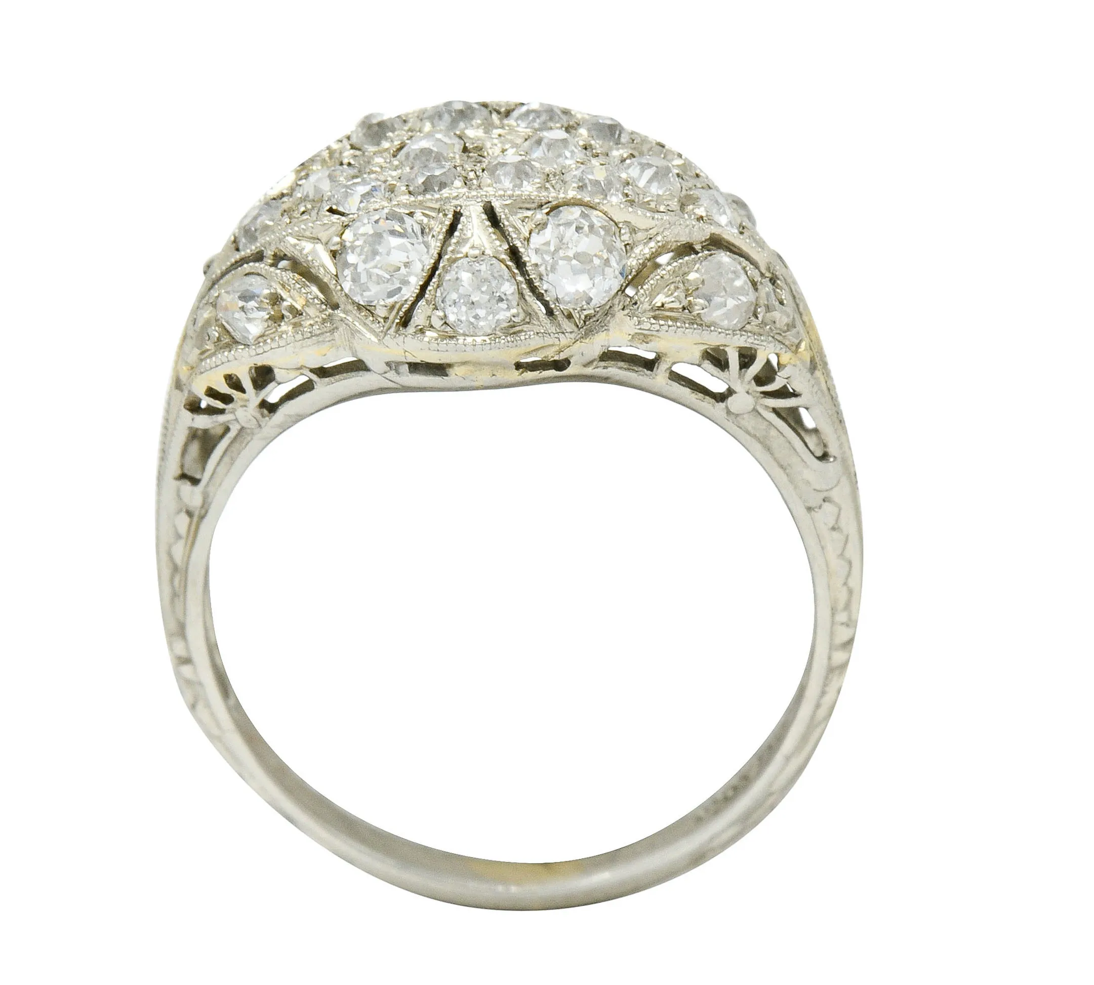 Art Deco Diamond Dinner Ring - 1.42 CTW - 18K White Gold