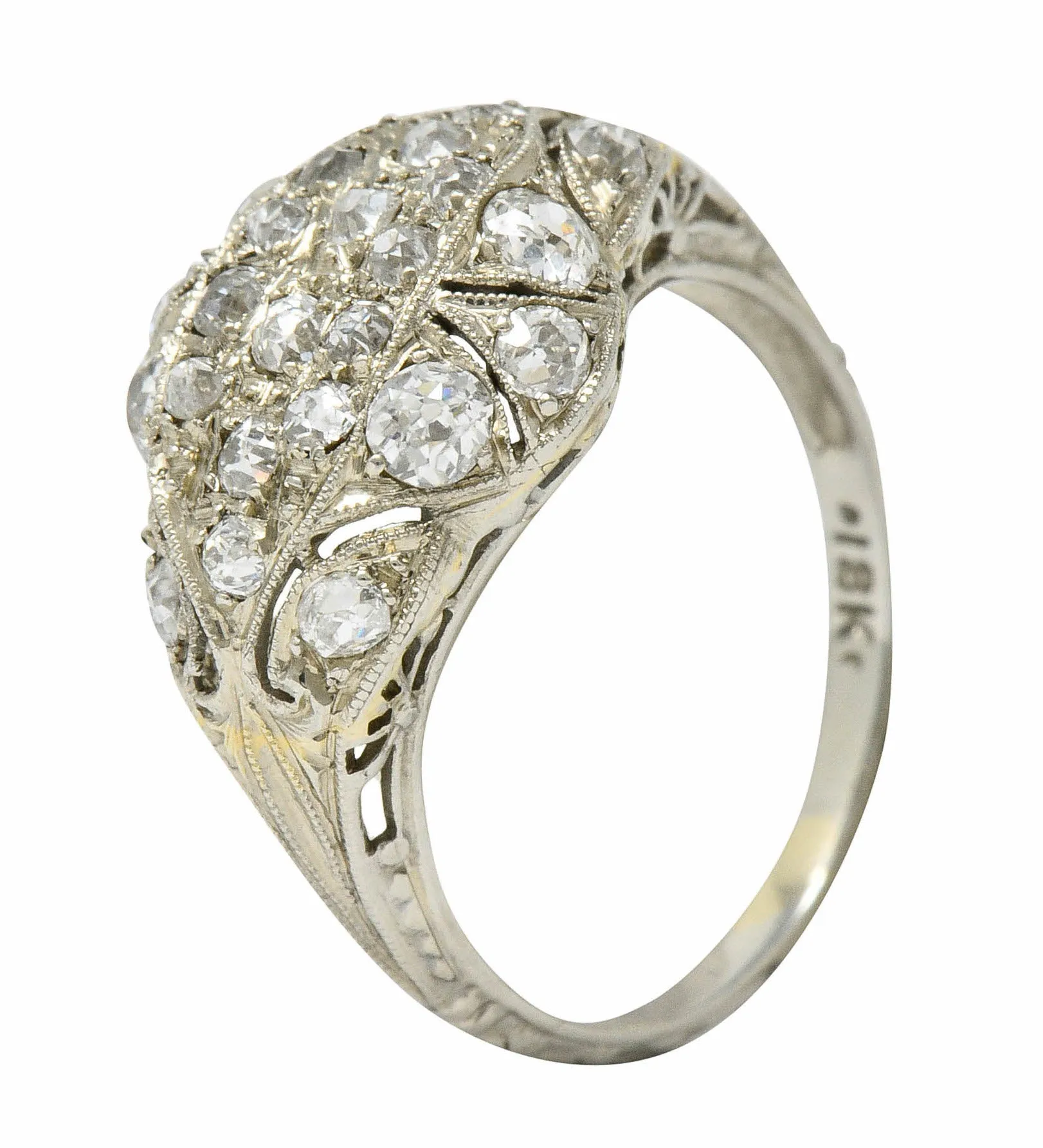 Art Deco Diamond Dinner Ring - 1.42 CTW - 18K White Gold