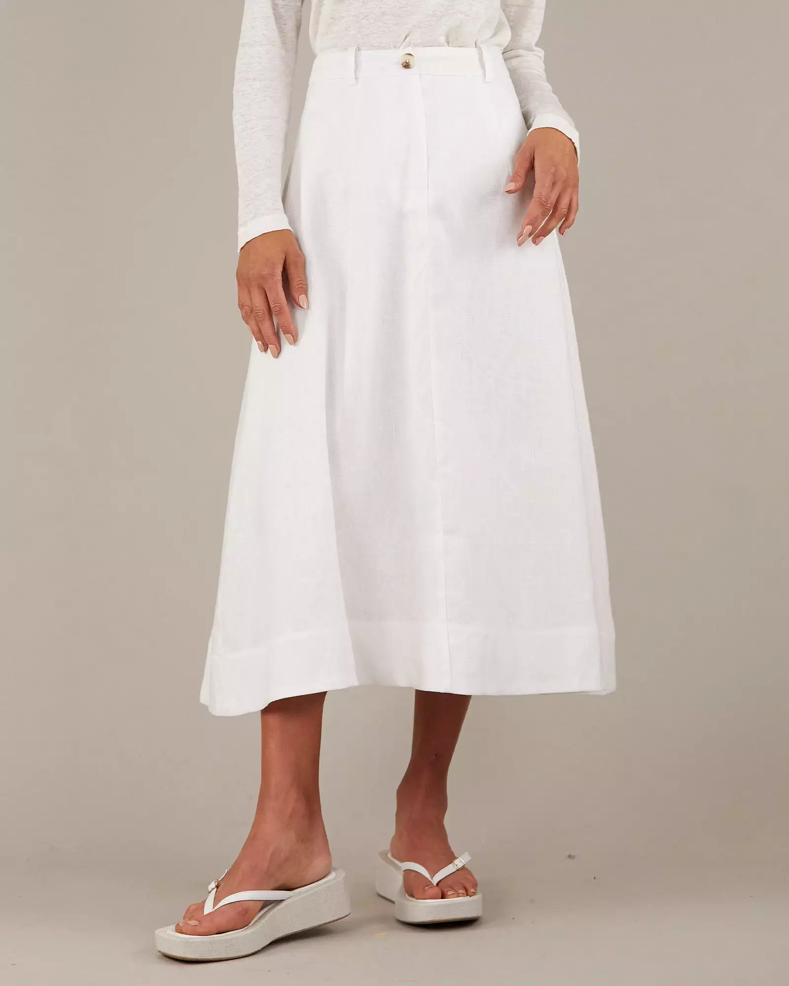 Barossa White Linen Skirt