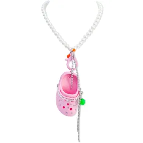 Bedazzled Pink Croc Necklace