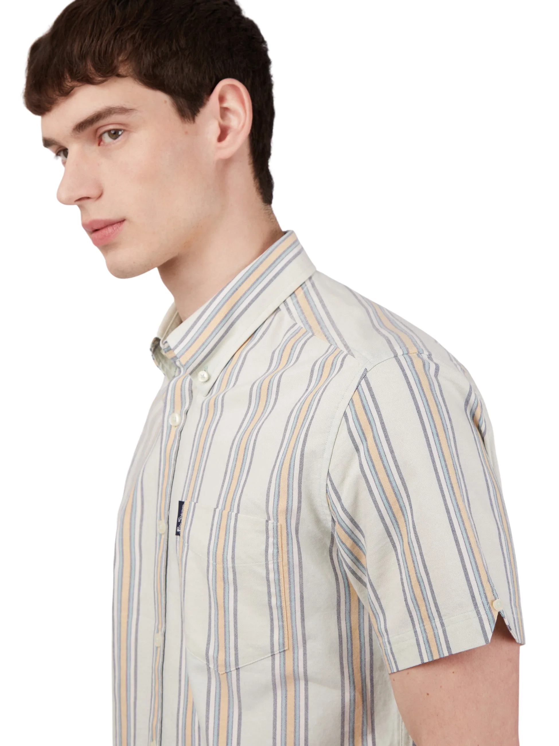 Ben Sherman Men's Block Stripe Oxford Shirt - Short Sleeve