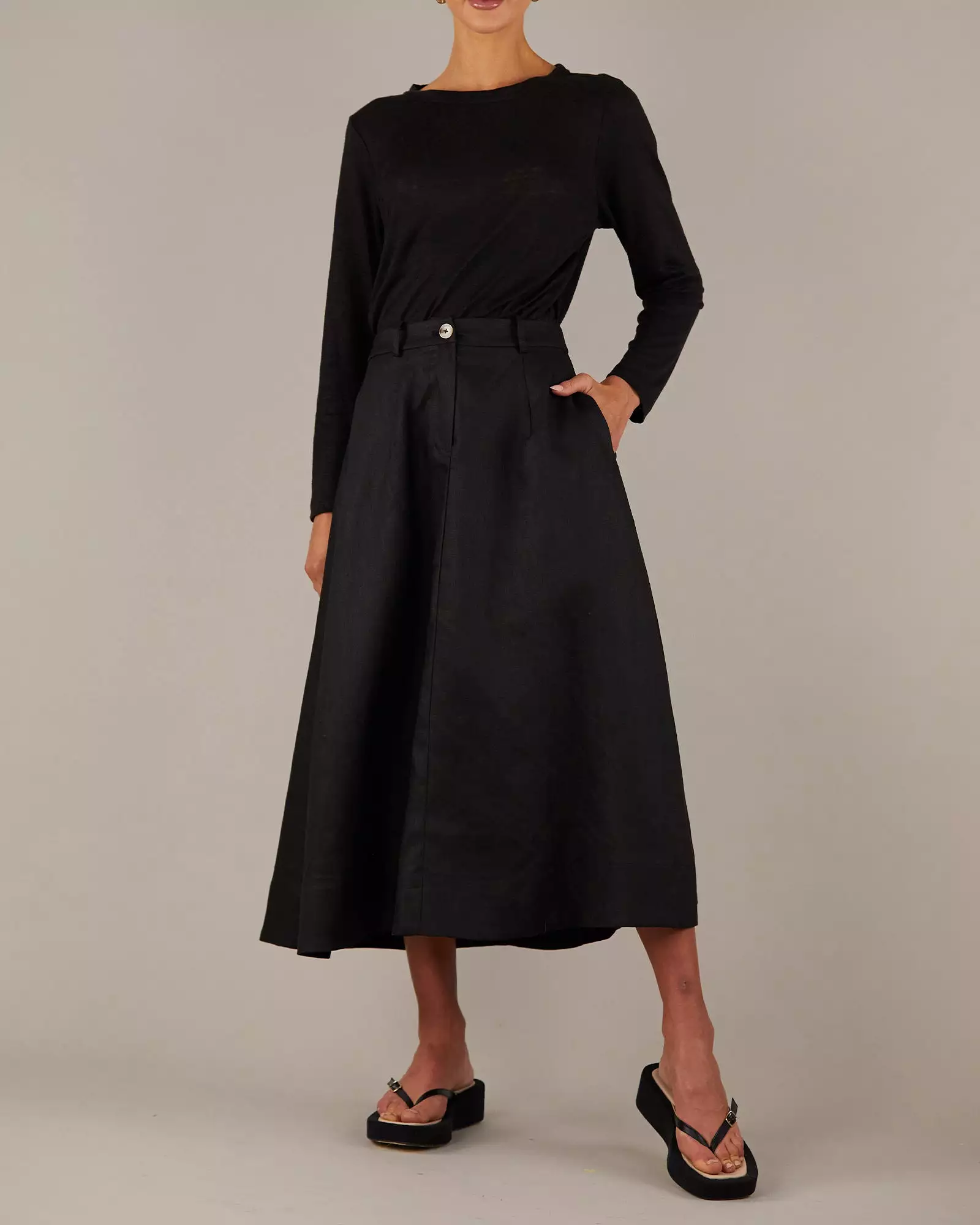 Black Barossa Linen Skirt : Google SEO