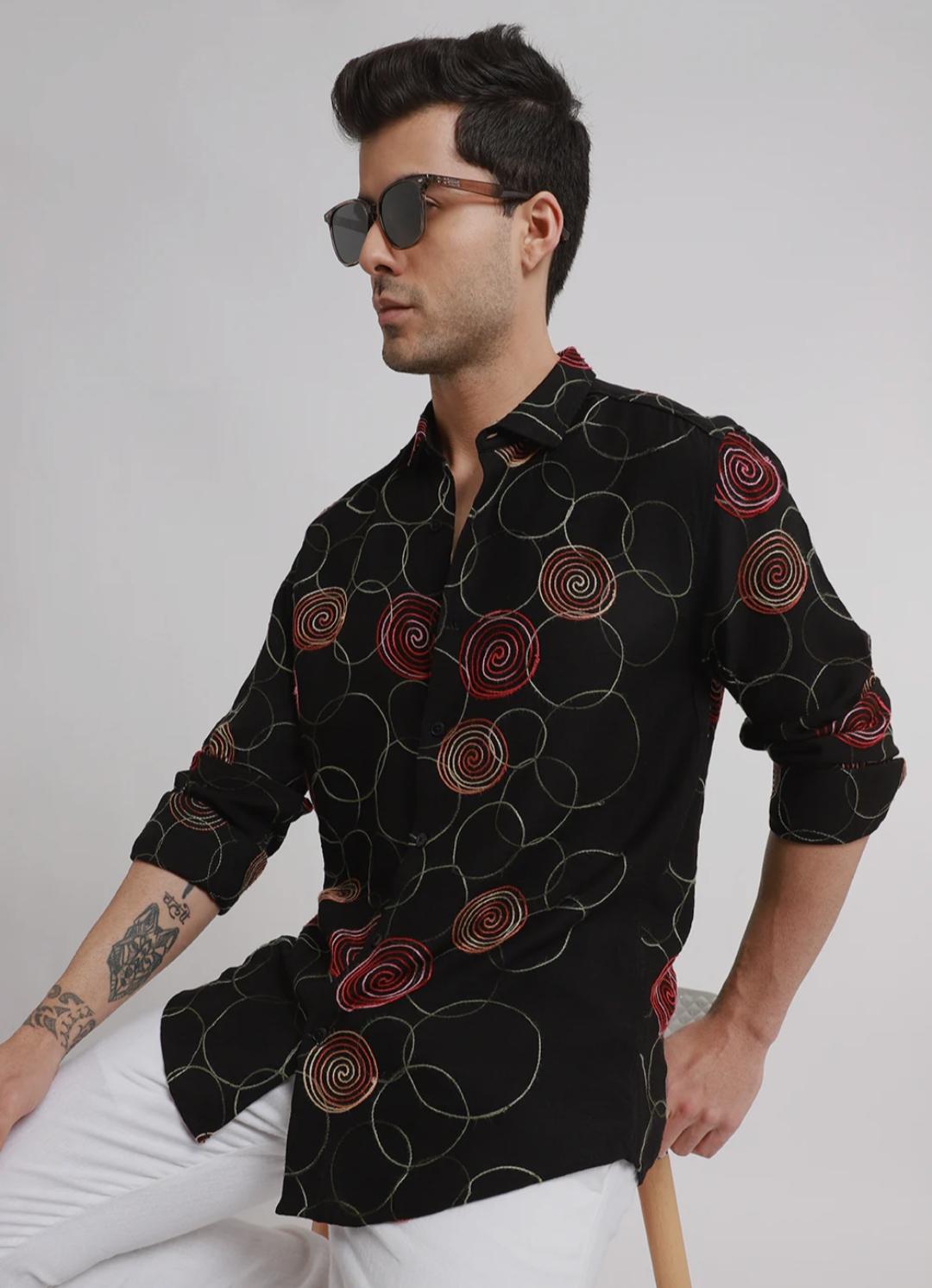 black embroidered t-shirt