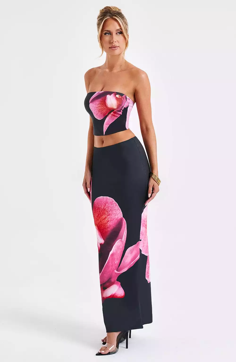 Black Floral Print Maxi Skirt - Allegra