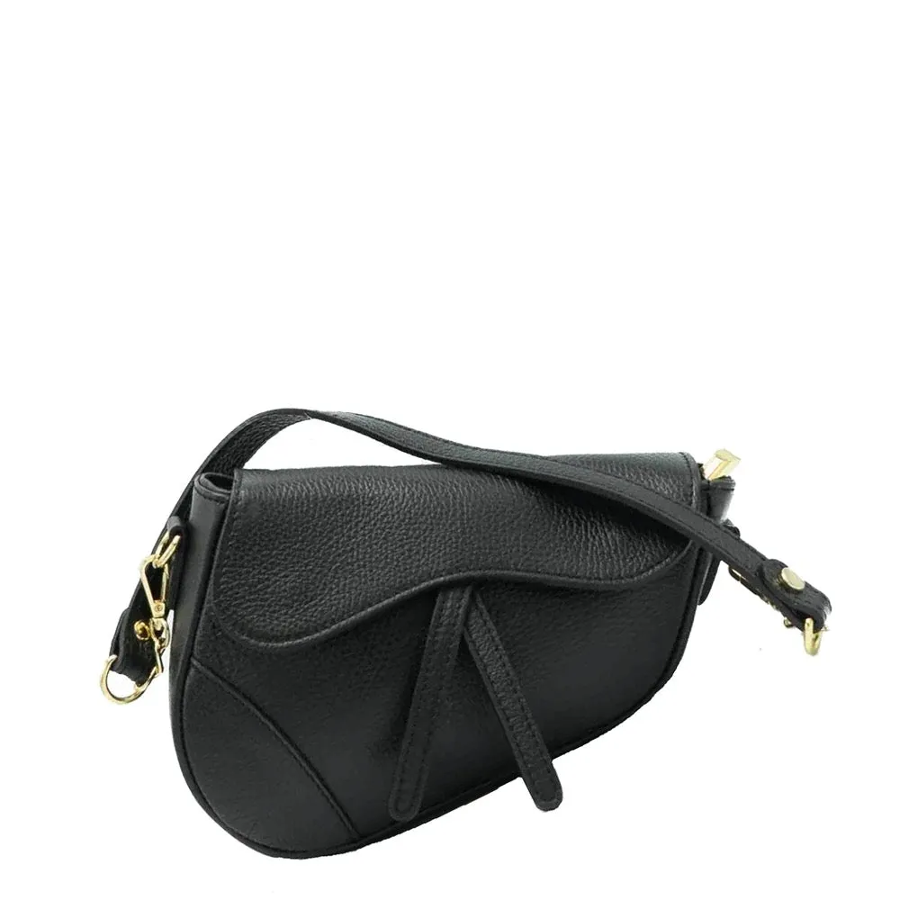 Black Genuine Leather Saddlebag