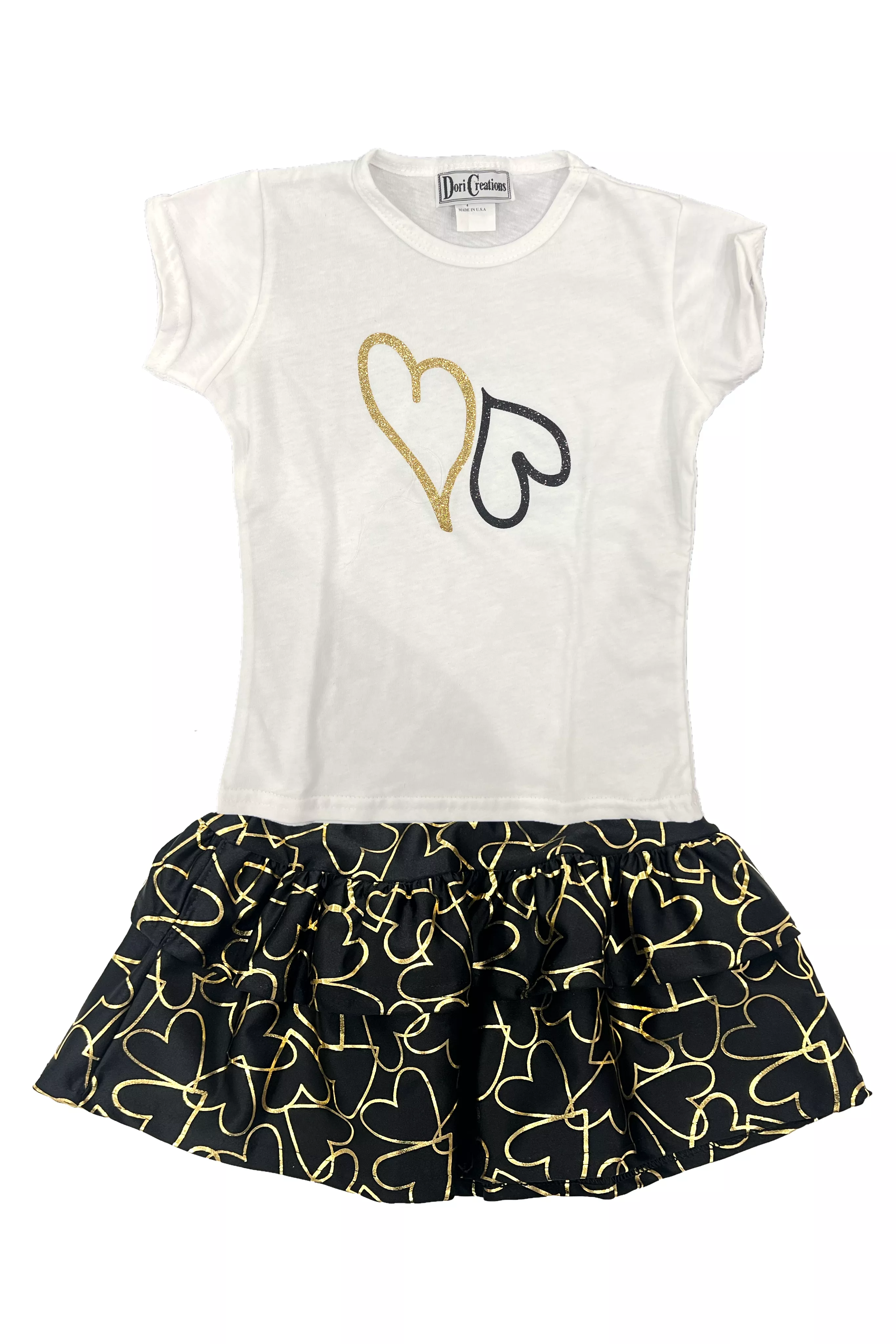 Black Gold Shiny Heart Skirt