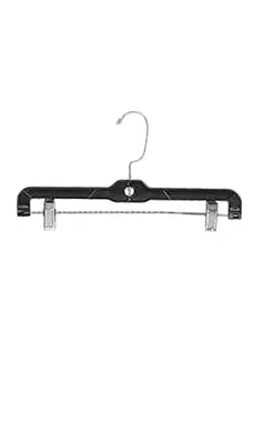 Black Plastic Skirt and Pants Hangers with Metal Clips - 14 Pack.