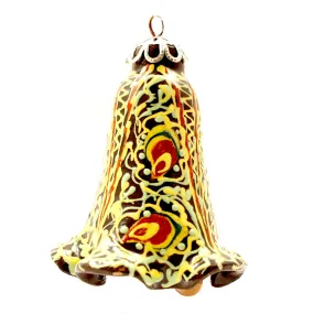 Black Prancing Paisley Ceramic Ornament with Bell Background.