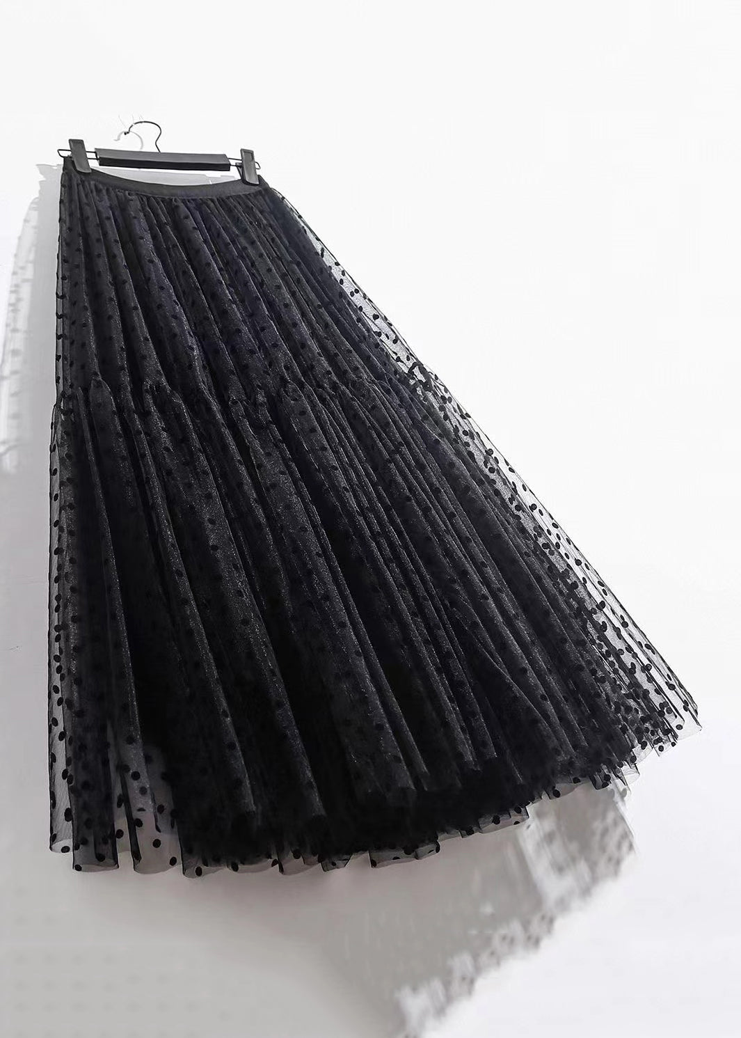 Black Print Elastic Waist Tulle Skirts for Summer (AS1005)