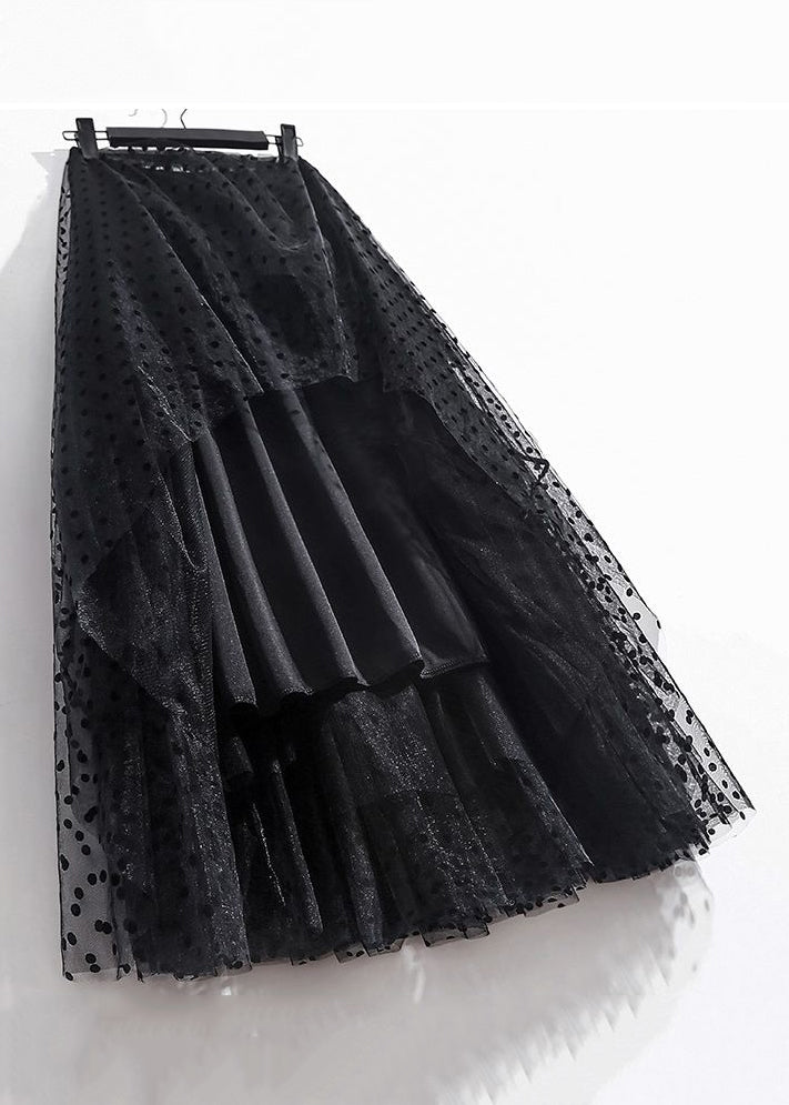 Black Print Elastic Waist Tulle Skirts for Summer (AS1005)