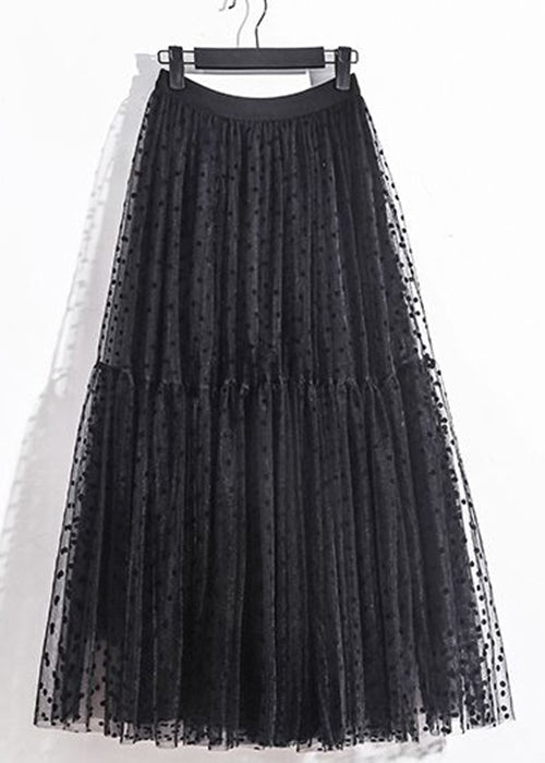 Black Print Elastic Waist Tulle Skirts for Summer (AS1005)