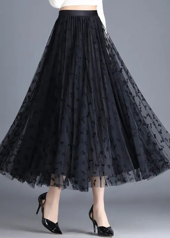 Black Tulle A Line Skirt - Reversible Spring Wear - HA1032