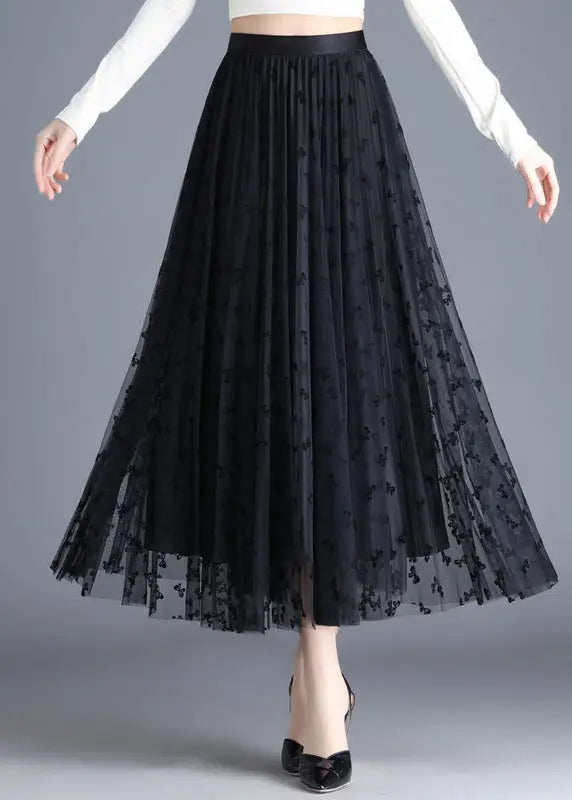 Black Tulle A Line Skirt - Reversible Spring Wear - HA1032