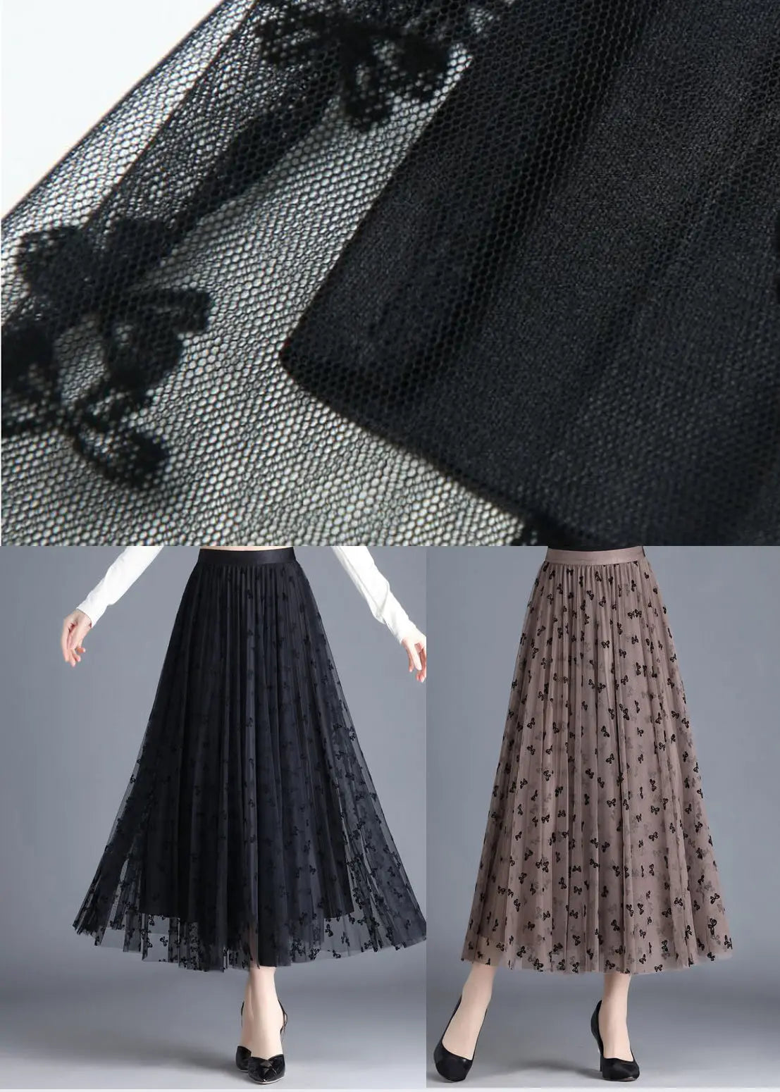 Black Tulle A Line Skirt - Reversible Spring Wear - HA1032